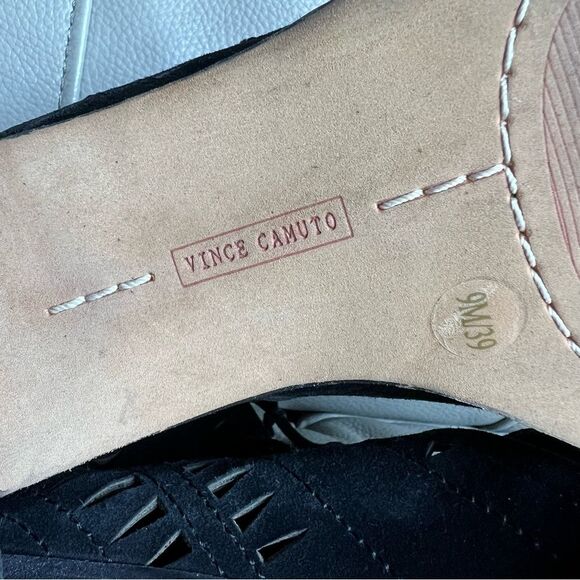 Vince Camuto Women’s Sandals Sz 9 M Tarita Cutout Lace-Up Black Suede Block Heel - Picture 5 of 12